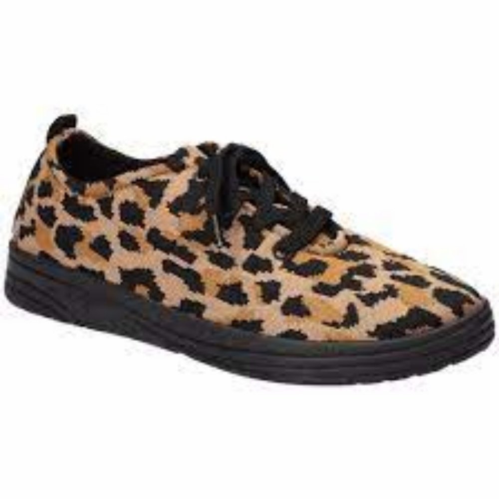 EASY STREET COMFORT WAVE COMMAND LACE UP SNEAKER SHOE LEOPARD KNIT PRINT 6M